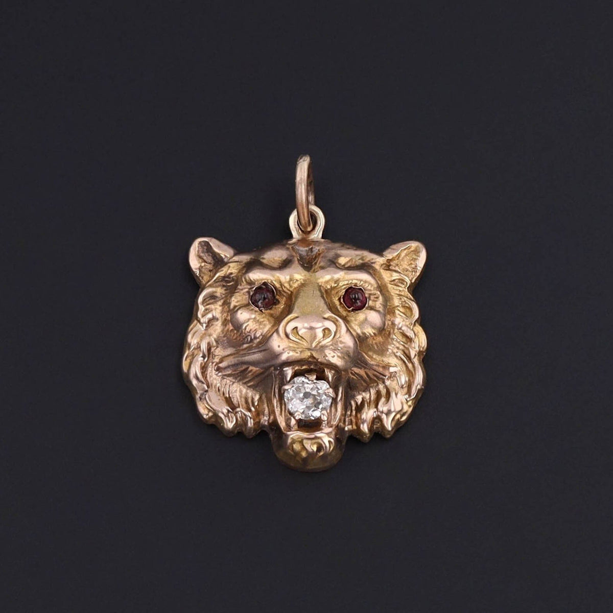 Lion Charm | 9ct Gold, Diamond Charm - Trademark Antiques