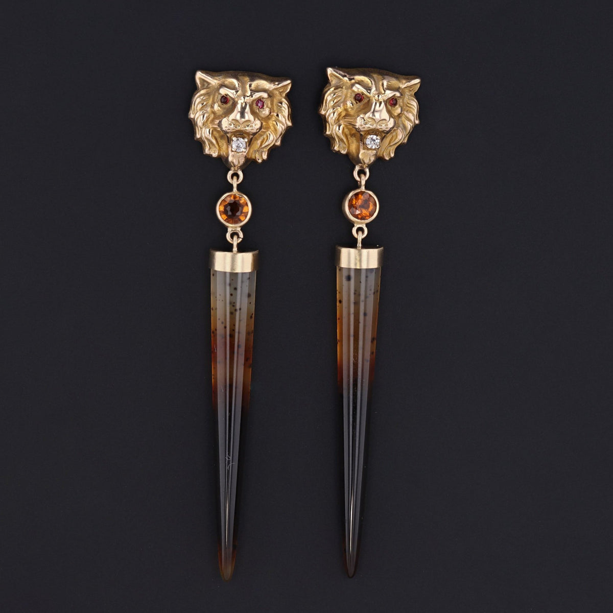 Lion Earrings | Montana Agate Earrings - Trademark Antiques