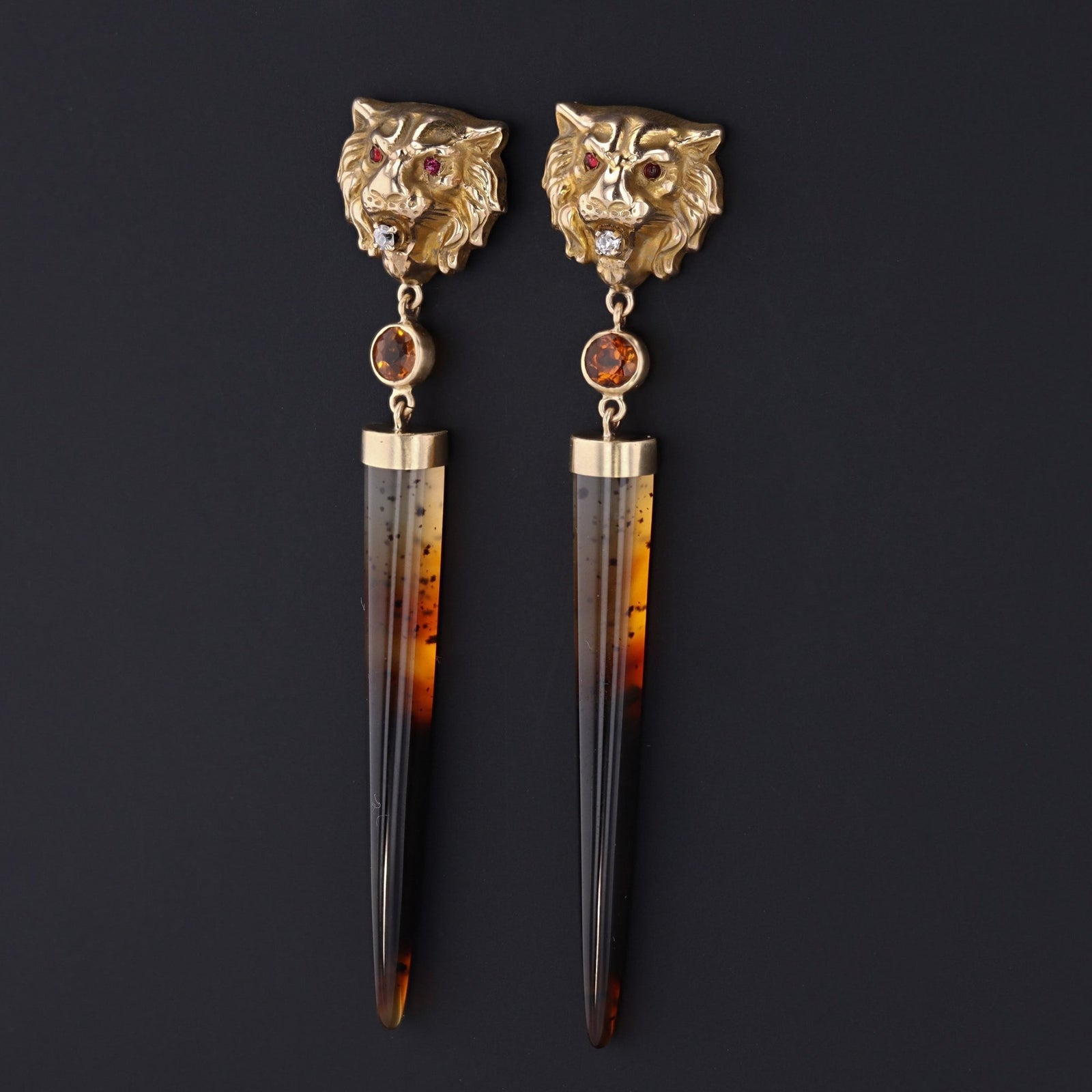 Lion Earrings | Montana Agate Earrings - Trademark Antiques