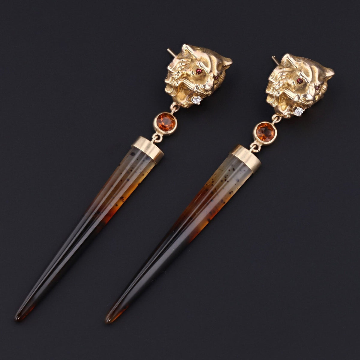 Lion Earrings | Montana Agate Earrings - Trademark Antiques