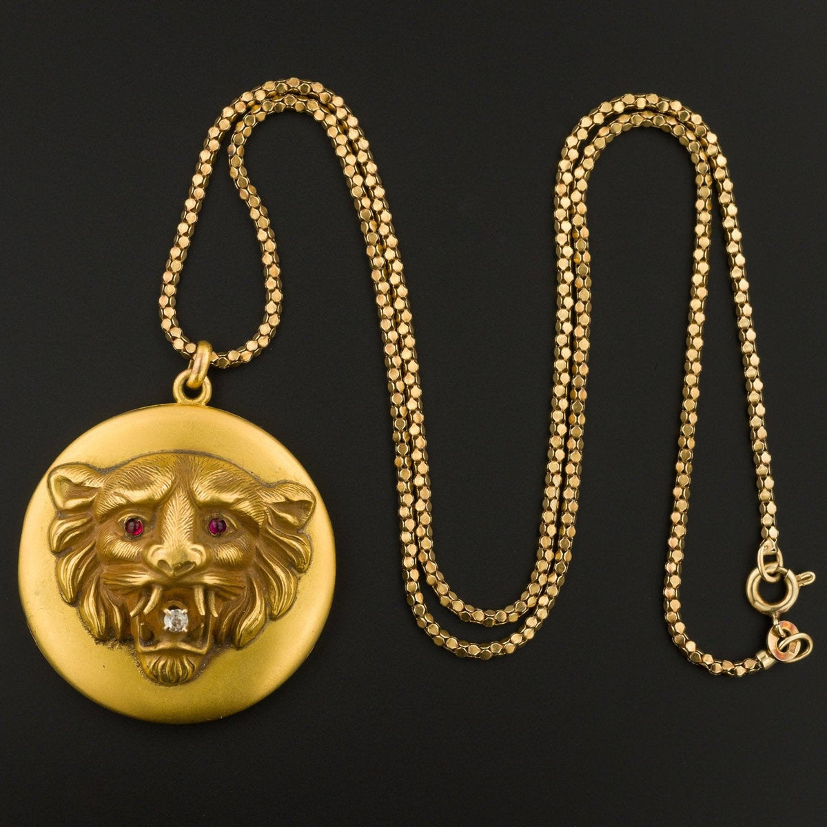Lion Locket | Antique Lion Locket - Trademark Antiques