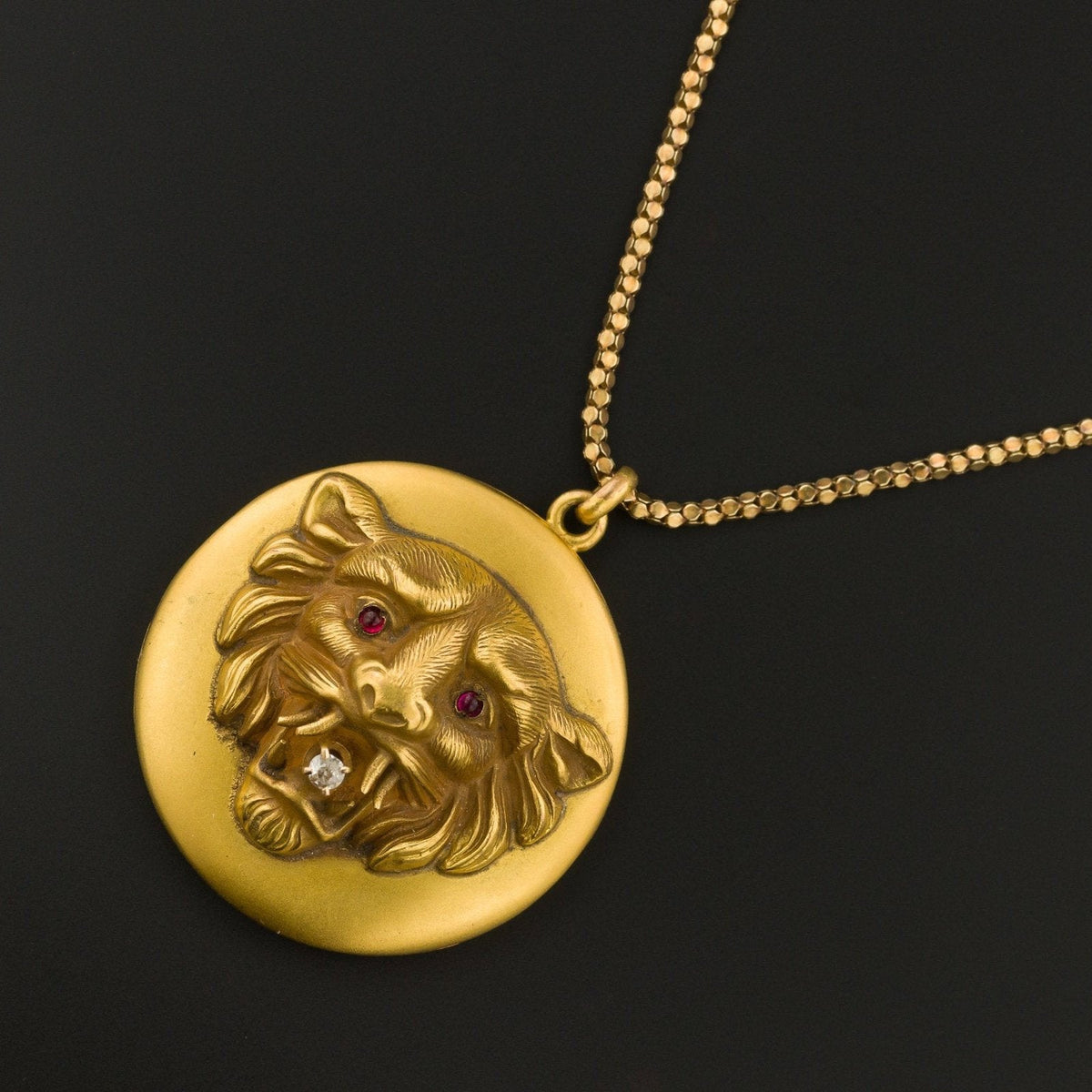 Lion Locket | Antique Lion Locket - Trademark Antiques