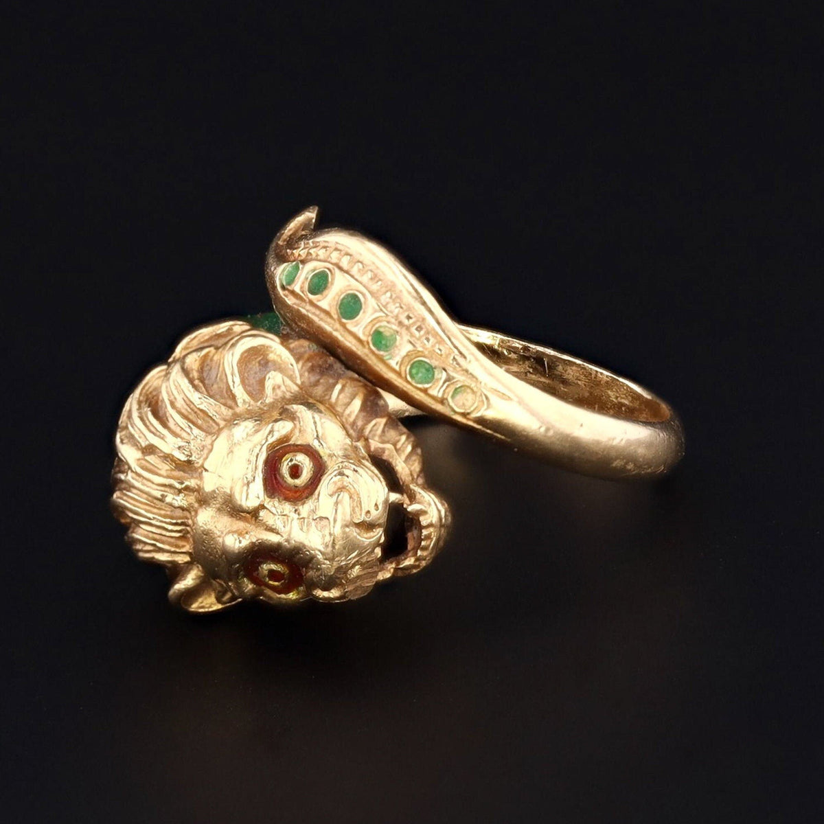 Lion Ring | 18k Gold Lion Ring - Trademark Antiques