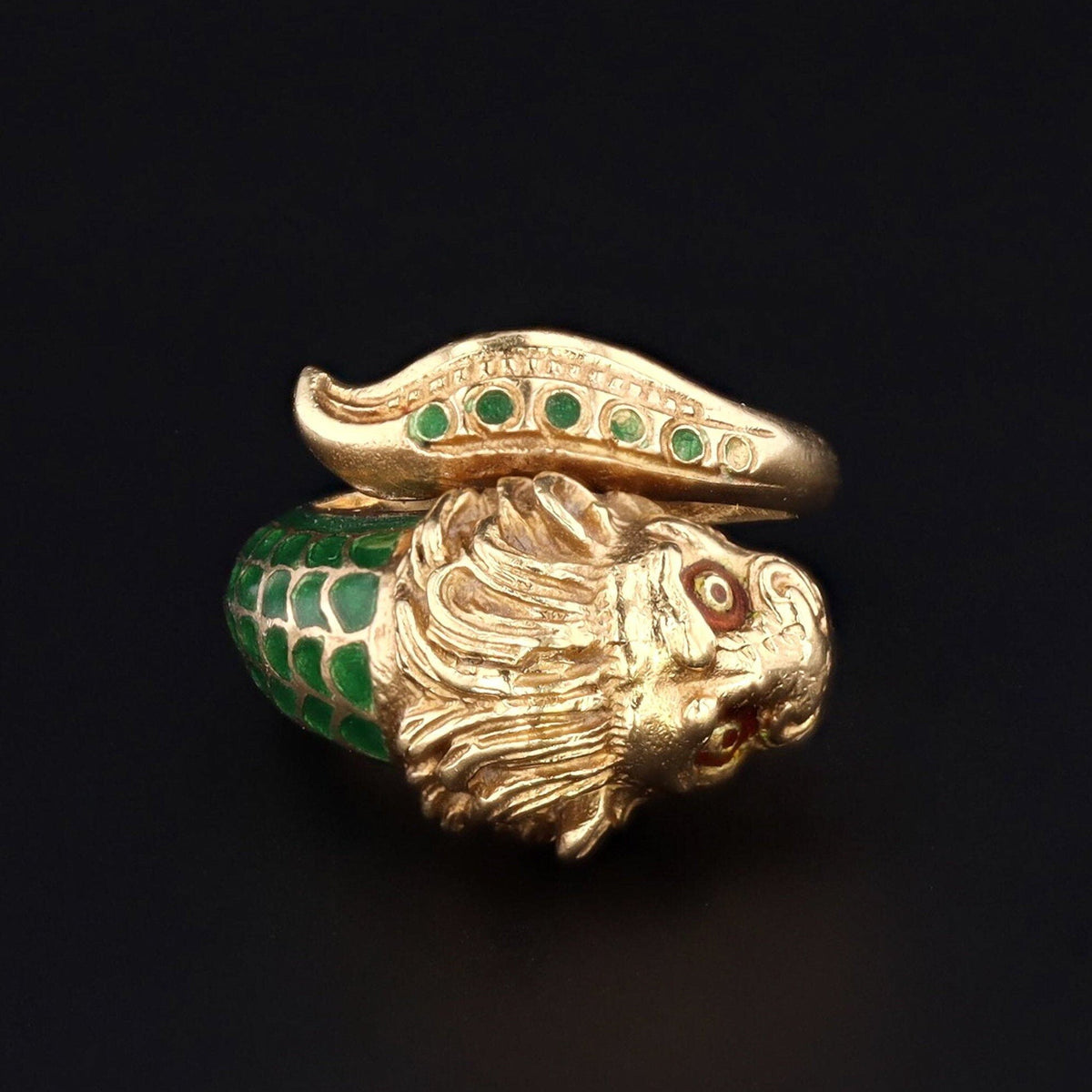 Lion Ring | 18k Gold Lion Ring - Trademark Antiques