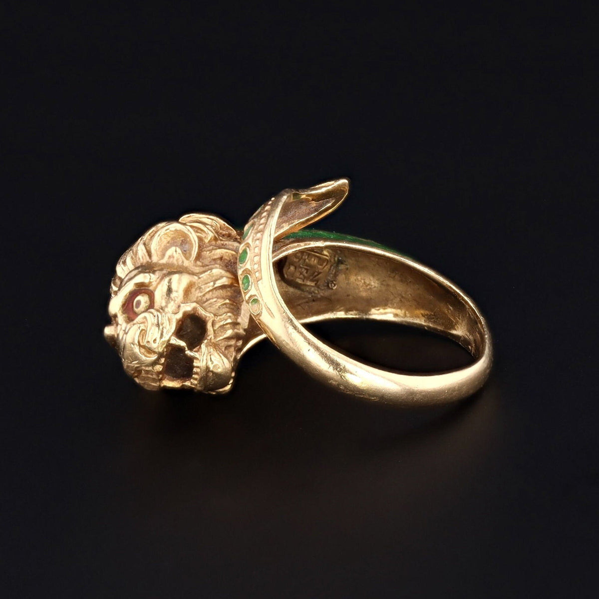 Lion Ring | 18k Gold Lion Ring - Trademark Antiques