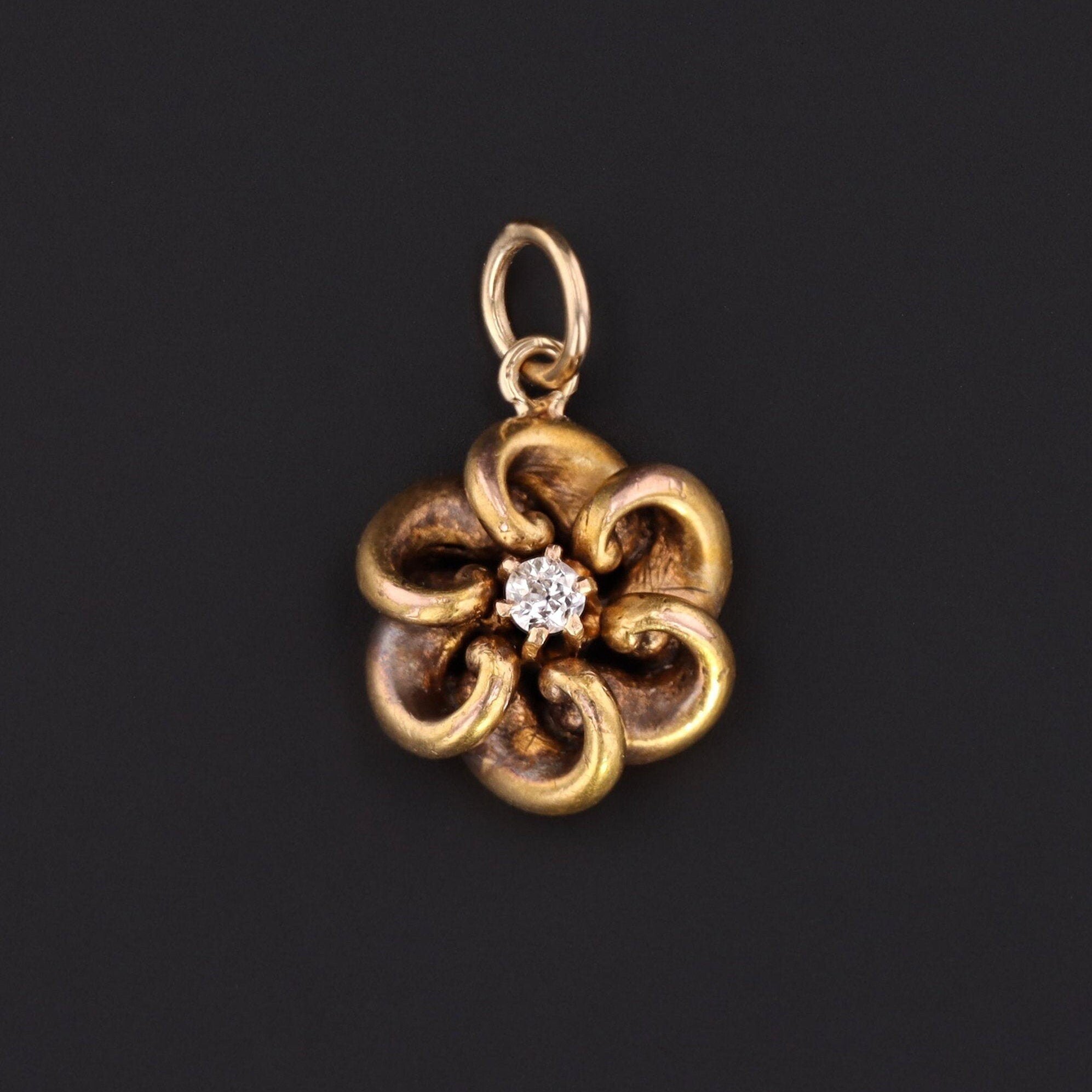 Love Knot Charm or Pendant | Antique Love Knot with Diamond - Trademark Antiques