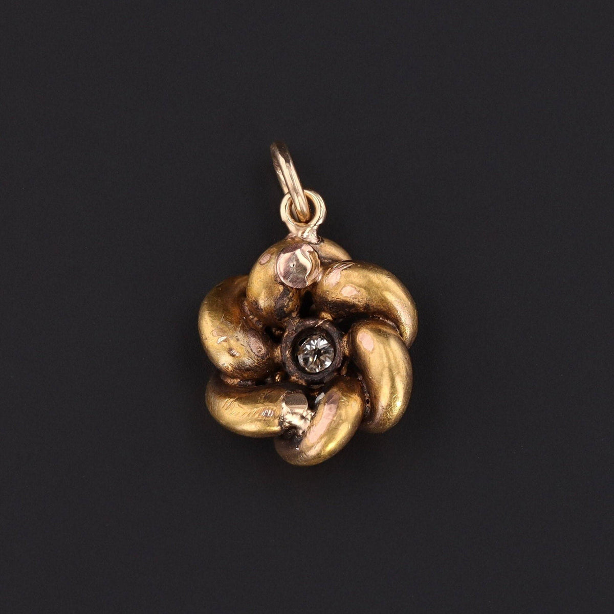 Love Knot Charm or Pendant | Antique Love Knot with Diamond - Trademark Antiques
