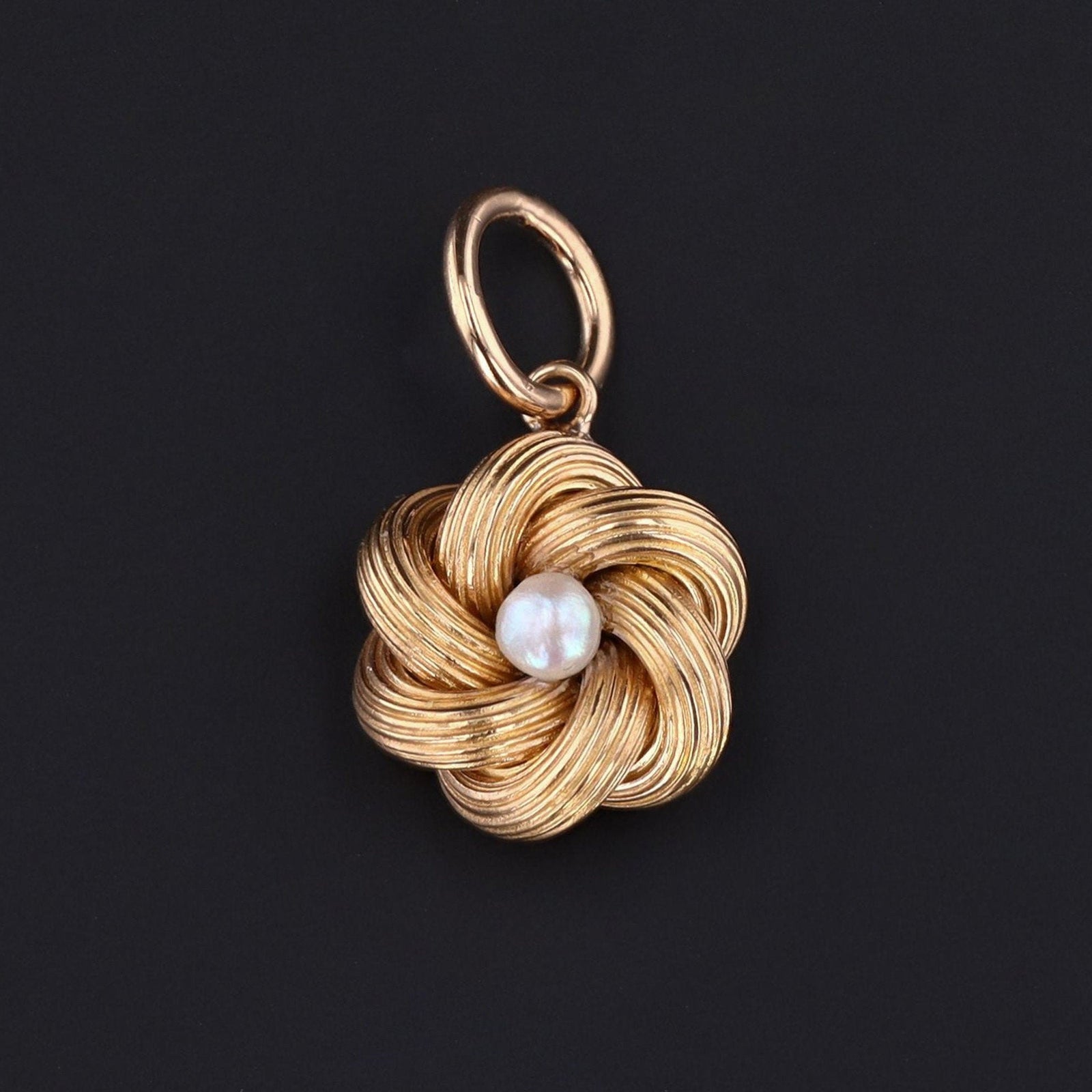 Love Knot Charm or Pendant | Antique Love Knot with Pearl - Trademark Antiques
