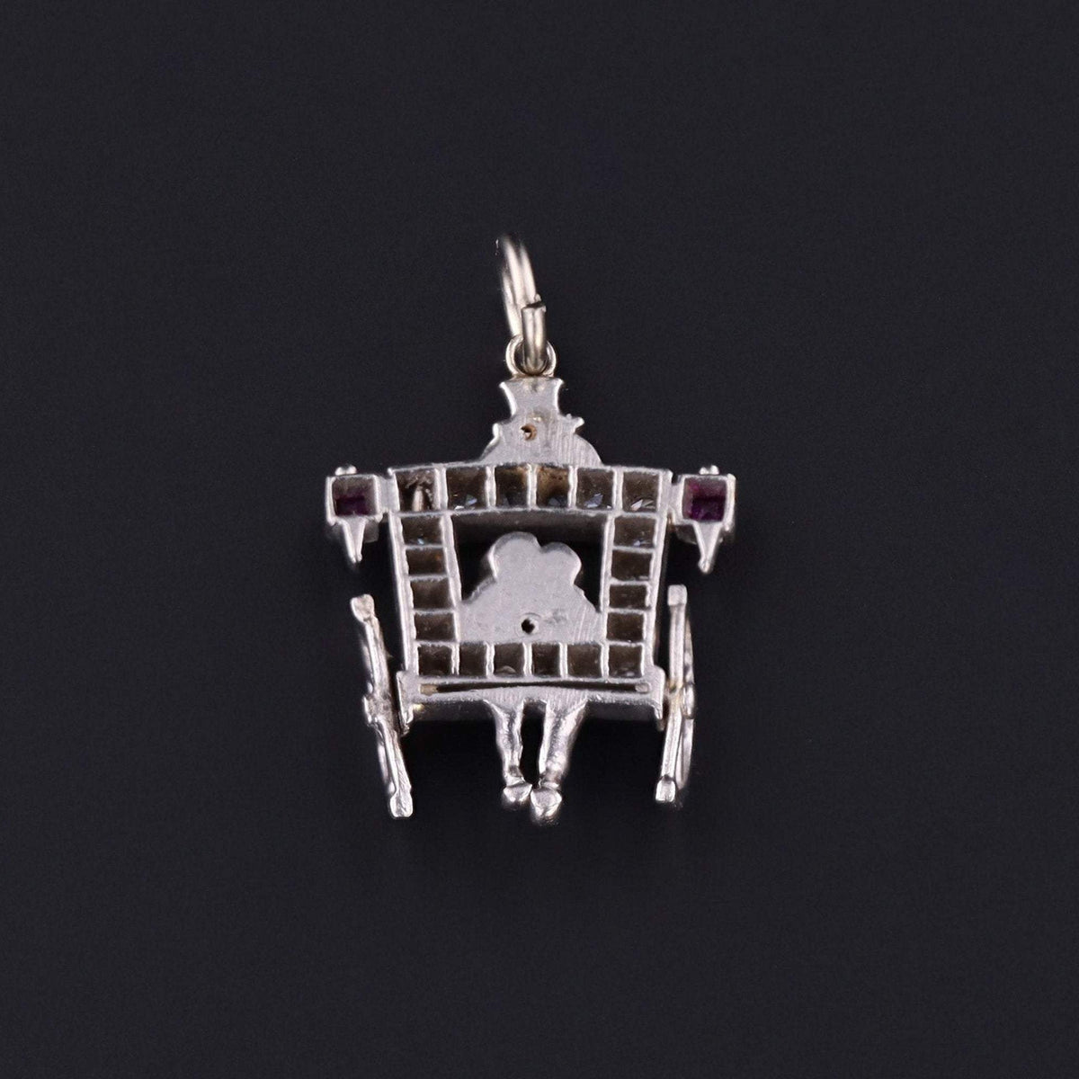 Lovers Charm | Antique Platinum &amp; Diamond Carriage Charm - Trademark Antiques