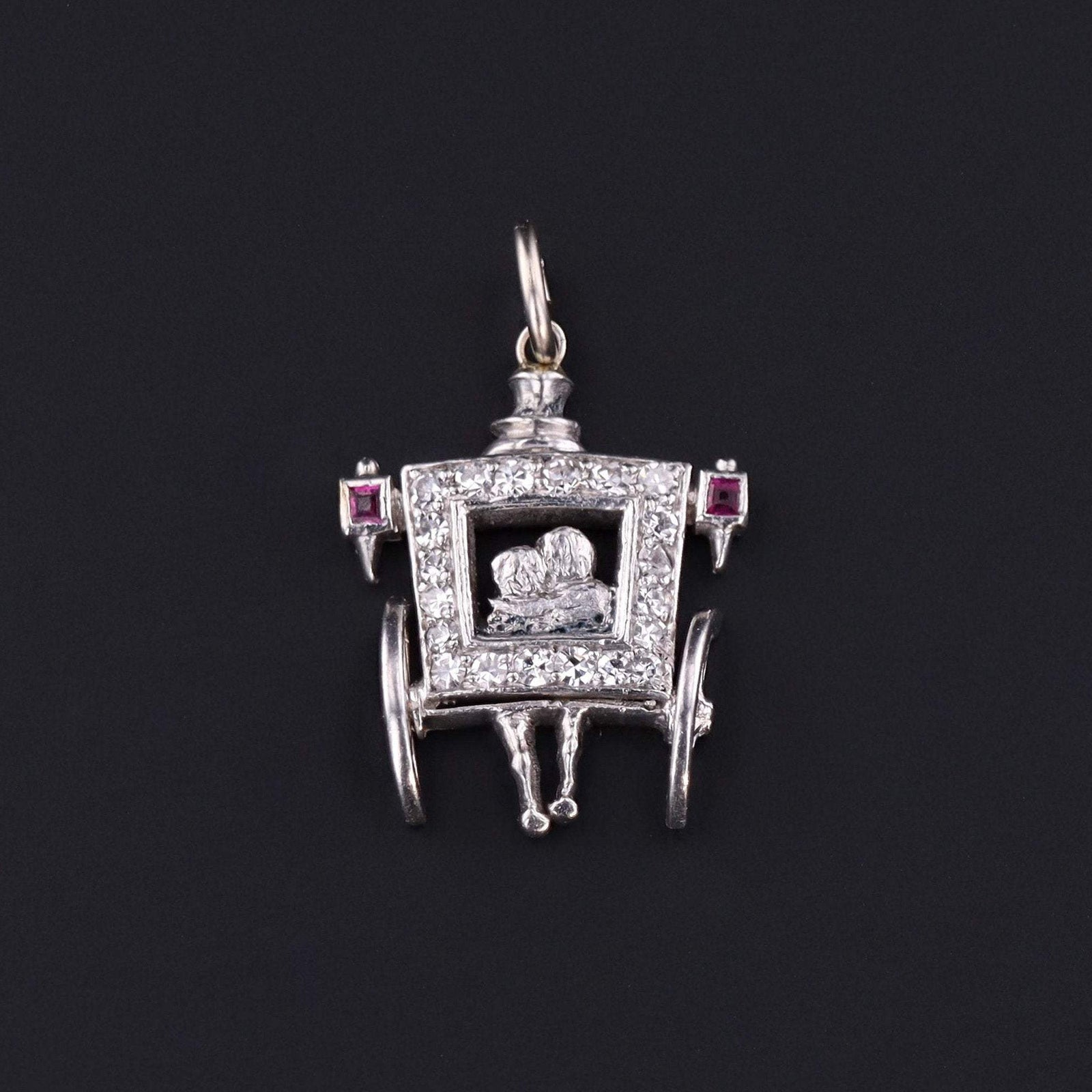 Lovers Charm | Antique Platinum & Diamond Carriage Charm - Trademark Antiques