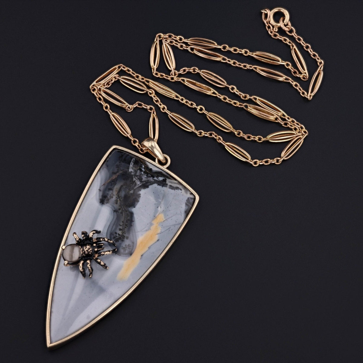 Maligano Jasper Spider Pendant of 14k Gold - Trademark Antiques