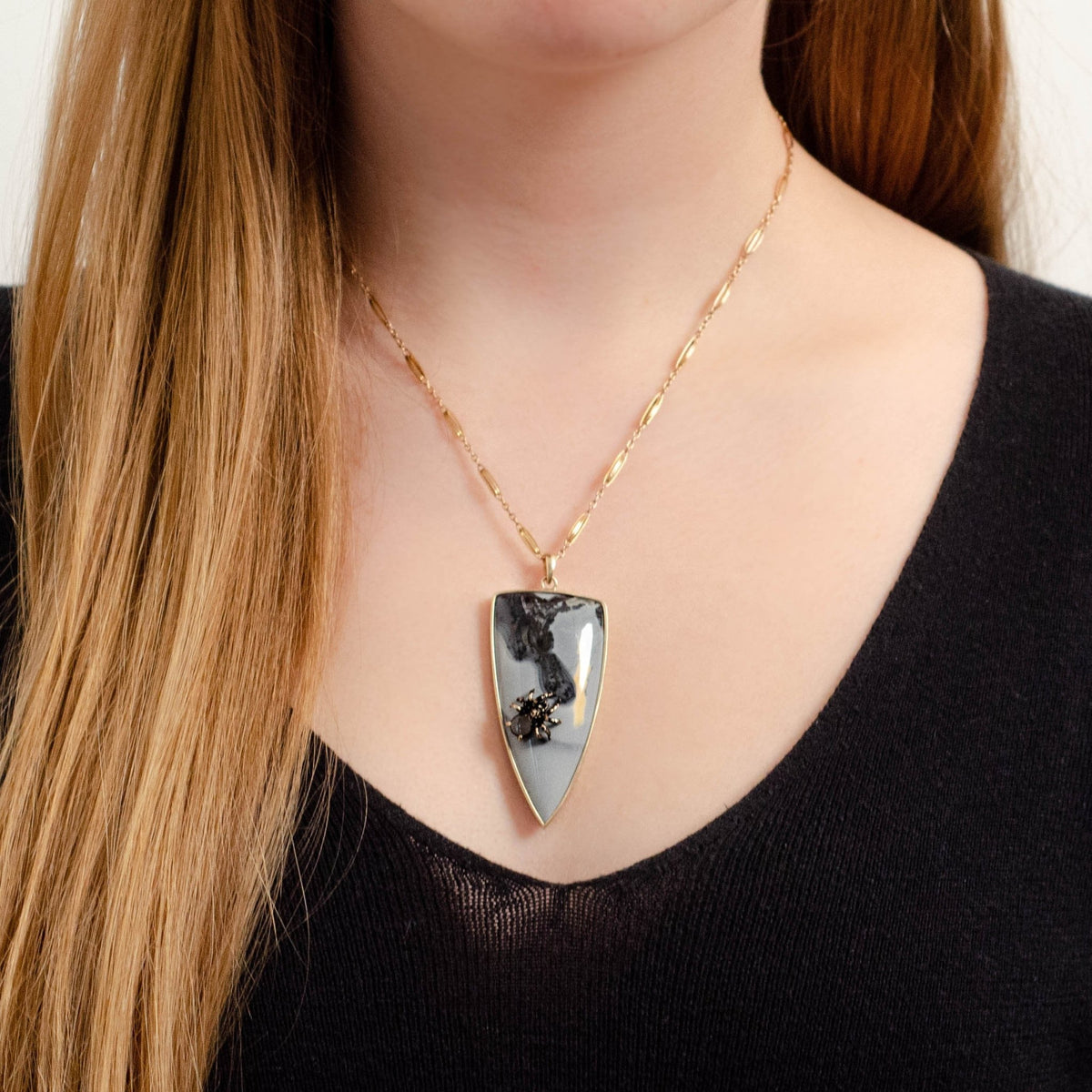 Maligano Jasper Spider Pendant of 14k Gold - Trademark Antiques