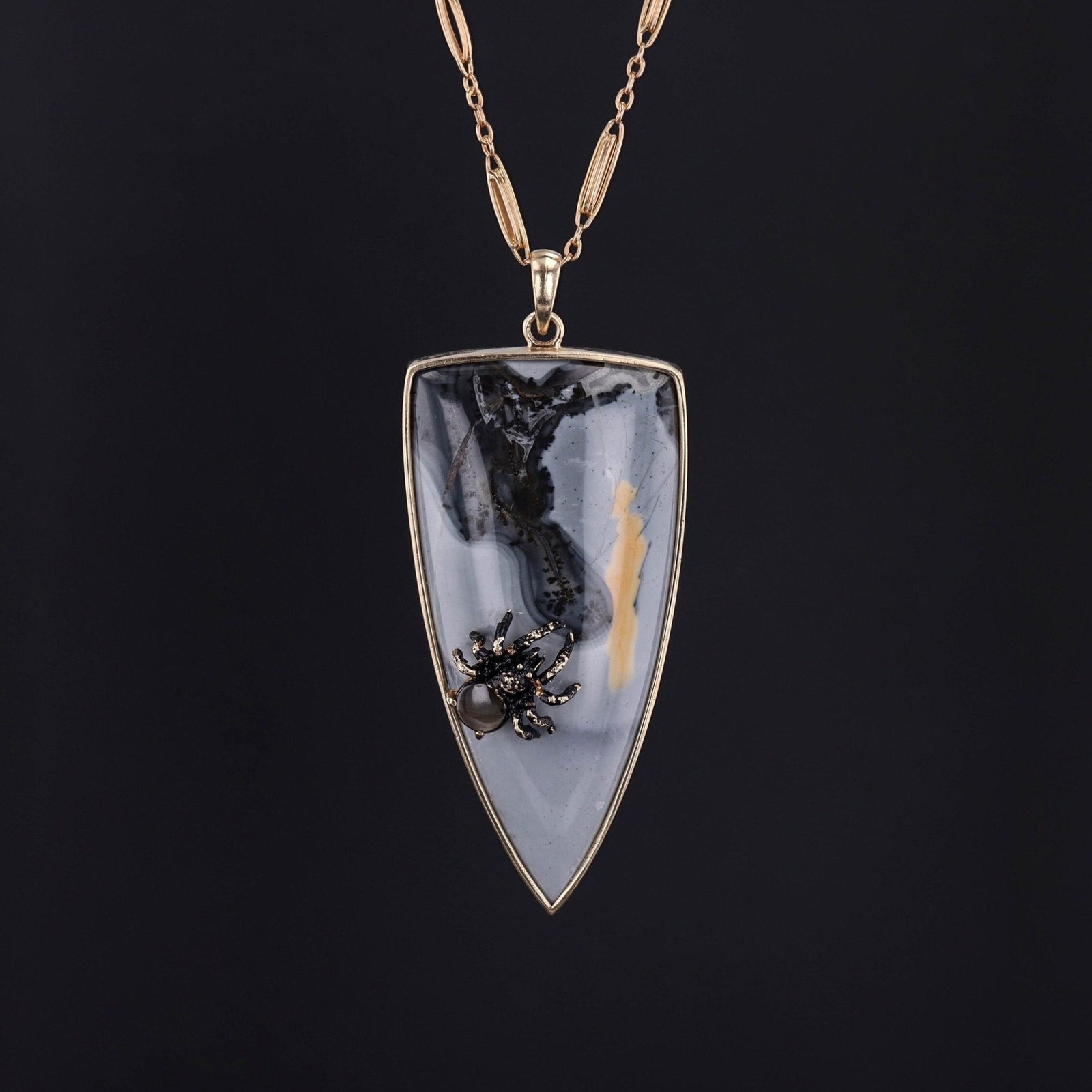 Maligano Jasper Spider Pendant of 14k Gold - Trademark Antiques