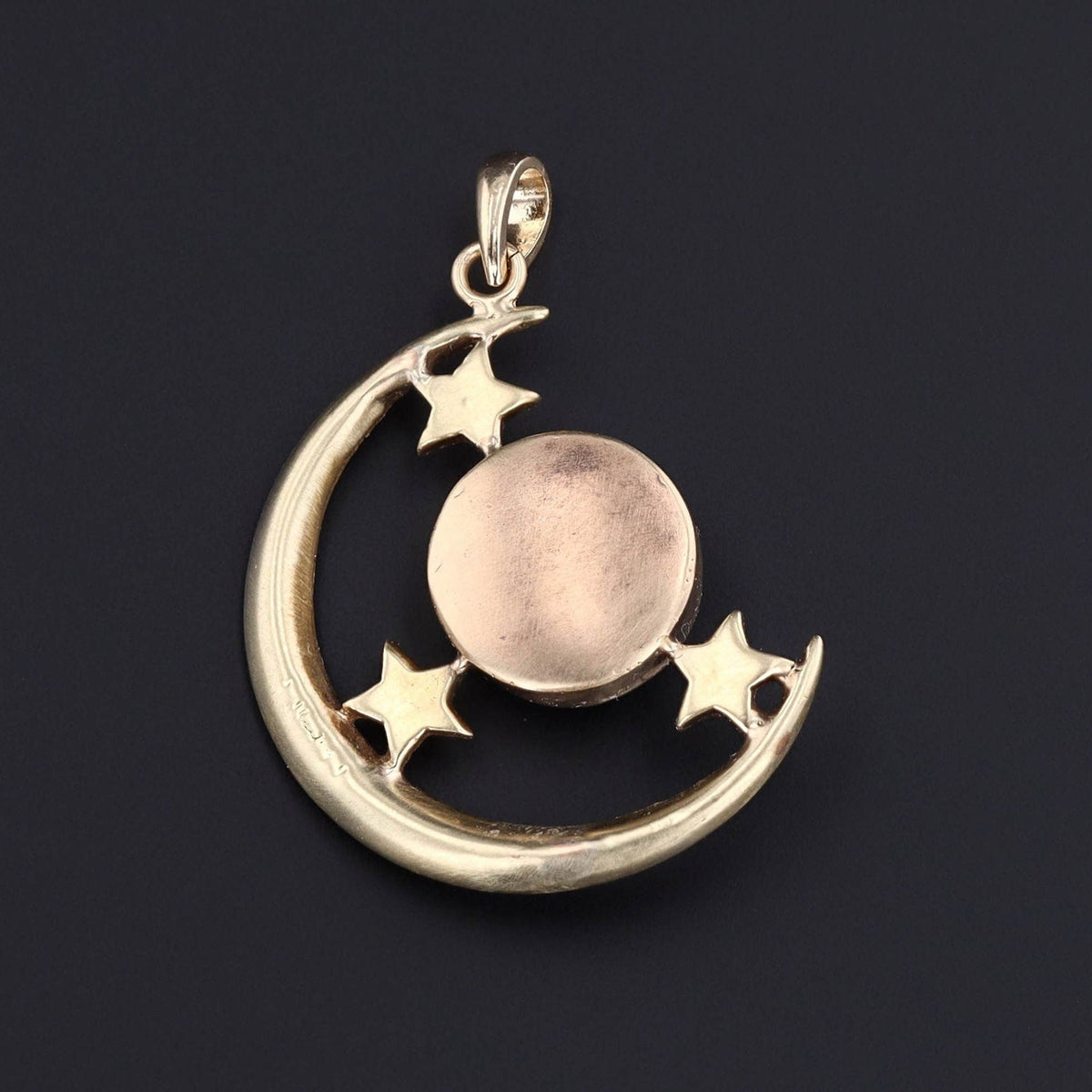 Man in the Moon Pendant | Carved Glass Moon Pendant with Pearls - Trademark Antiques