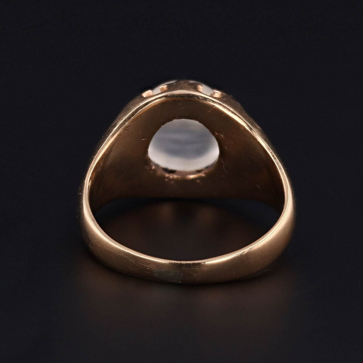 Man in the Moon Ring | 10k Gold Carved Moonstone Face Ring - Trademark Antiques