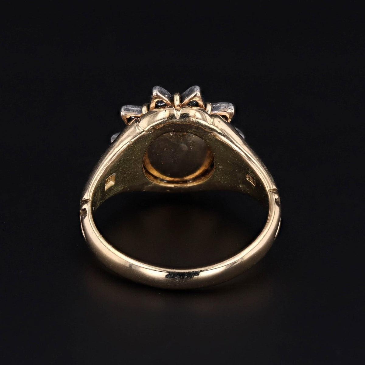 Man in the Moon Ring | 18k Gold, Moonstone &amp; Diamond Ring - Trademark Antiques