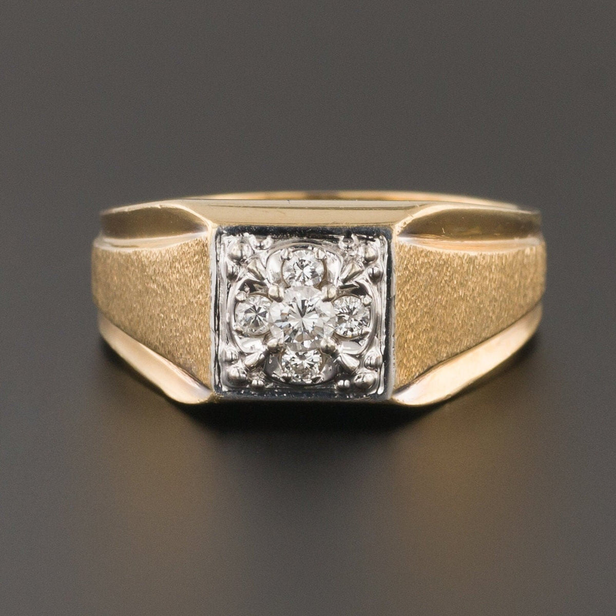 Men's Retro Diamond Ring | 14k Gold Men's Ring - Trademark Antiques