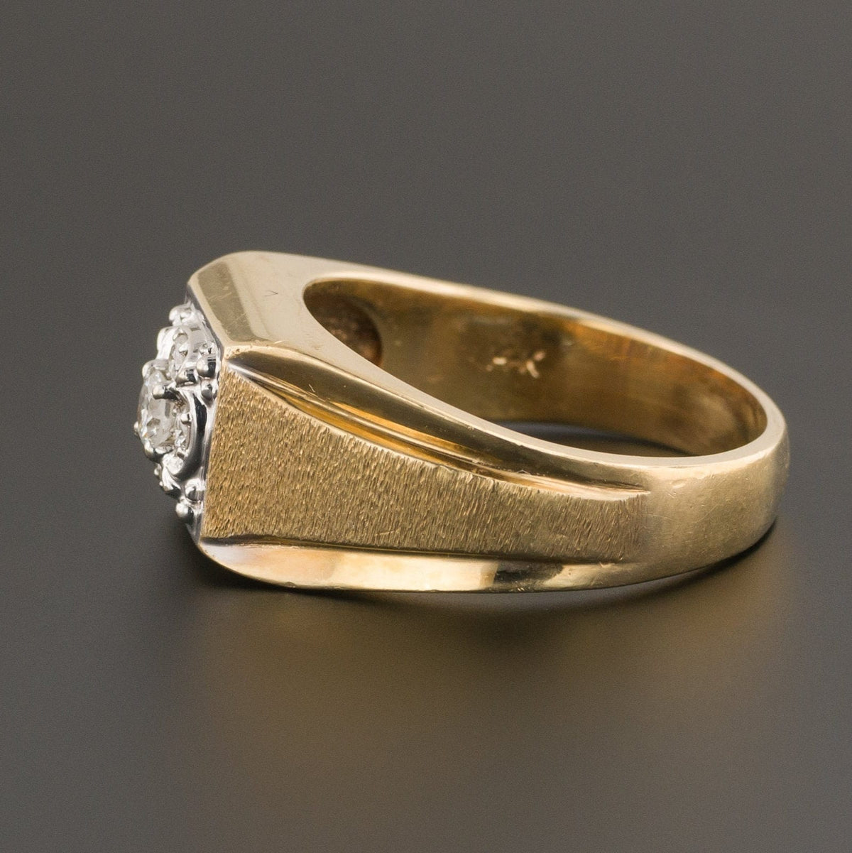Men's Retro Diamond Ring | 14k Gold Men's Ring - Trademark Antiques