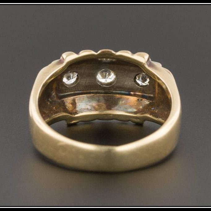 Men's Retro Diamond Ring | 14k Gold Men's Ring - Trademark Antiques