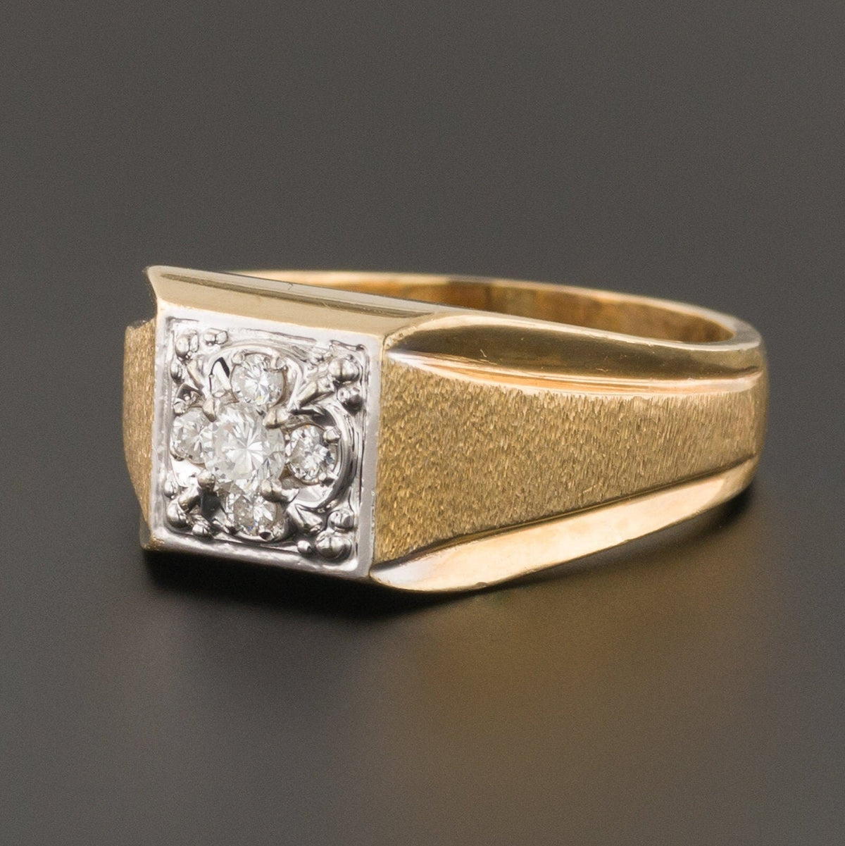 Men's Retro Diamond Ring | 14k Gold Men's Ring - Trademark Antiques
