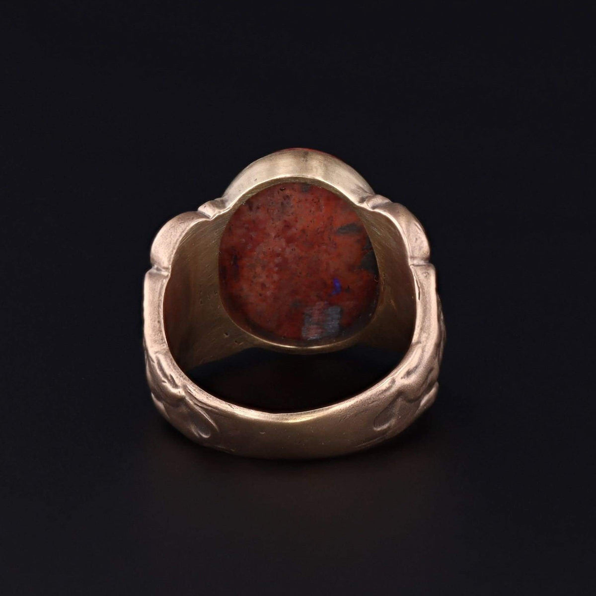 Mexican Fire Opal in Matrix Ring | 14k Gold Sphinx Ring - Trademark Antiques