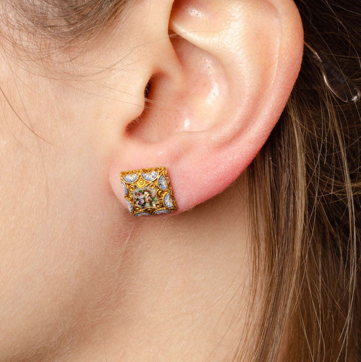 Micromosaic Earrings | Antique Micromosaic Earrings - Trademark Antiques
