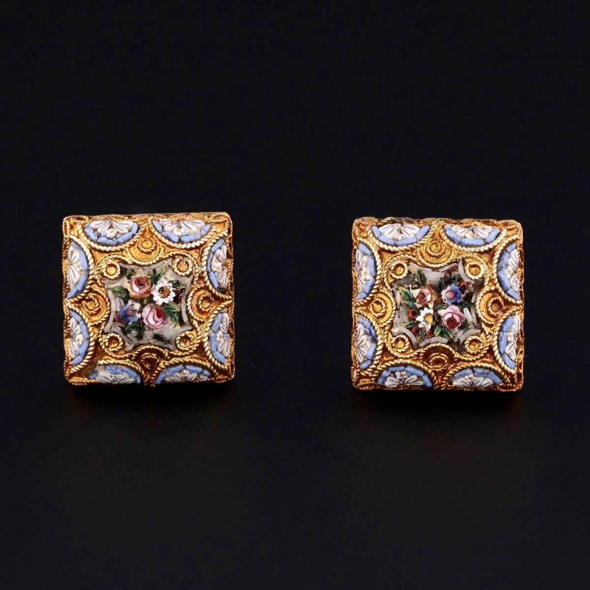 Micromosaic Earrings | Antique Micromosaic Earrings - Trademark Antiques