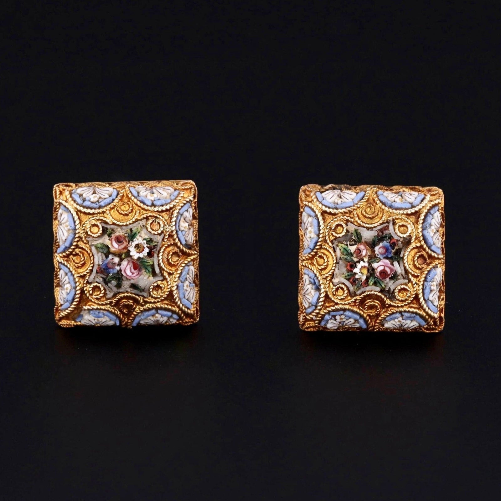 Micromosaic Earrings | Antique Micromosaic Earrings - Trademark Antiques