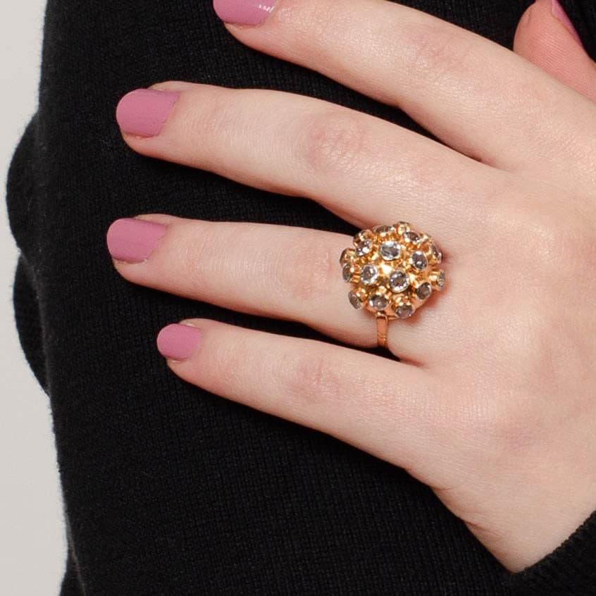 Mid - Century Aquamarine Sputnik Ring of 18k Gold - Trademark Antiques