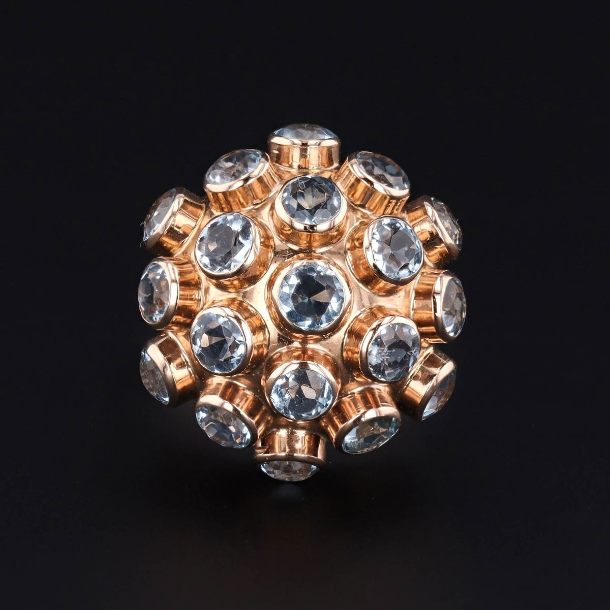 Mid - Century Aquamarine Sputnik Ring of 18k Gold - Trademark Antiques