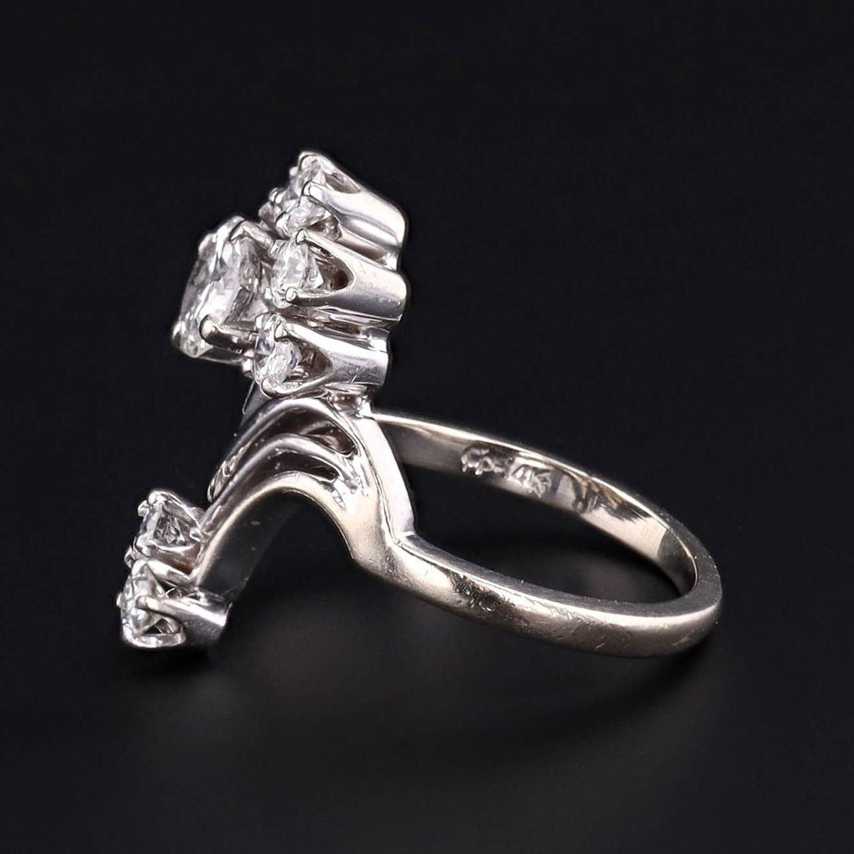 Mid - Century Certified Diamond Engagement Ring of 14k White Gold - Trademark Antiques