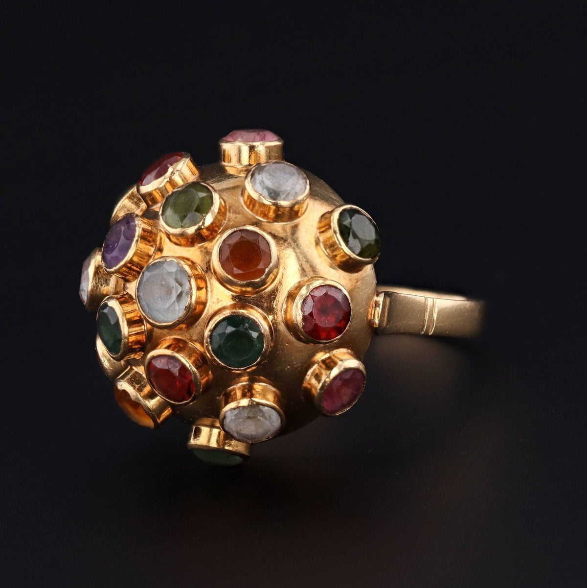 Mid - Century Sputnik Gemstone Ring of 18k Gold - Trademark Antiques