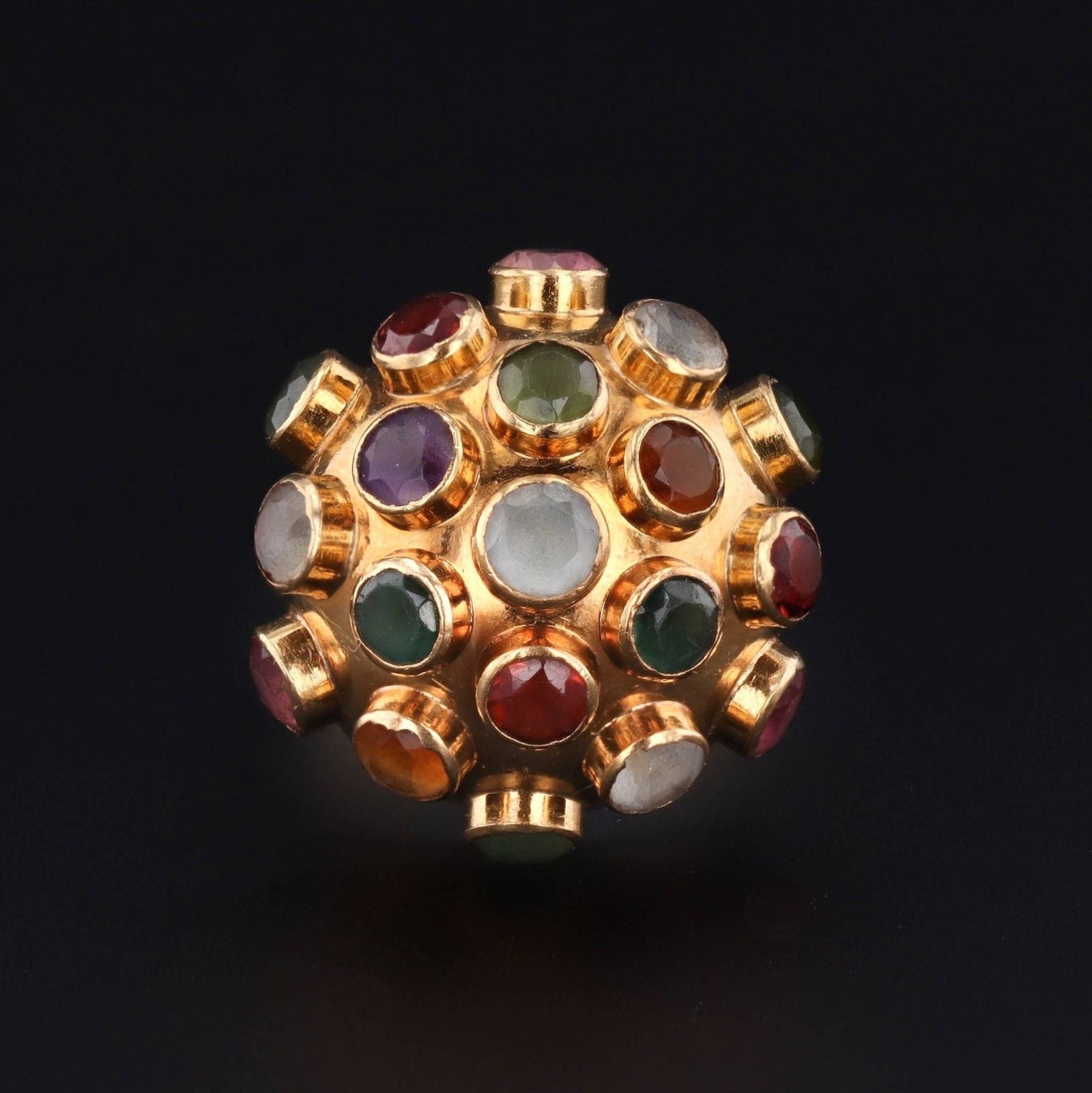 Mid - Century Sputnik Gemstone Ring of 18k Gold - Trademark Antiques