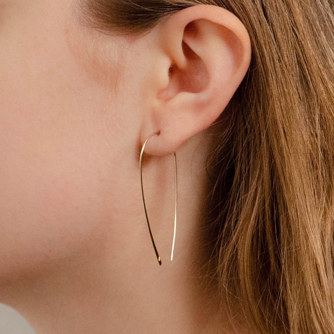 Modern Gold Threader Earrings of 14k Gold - Trademark Antiques