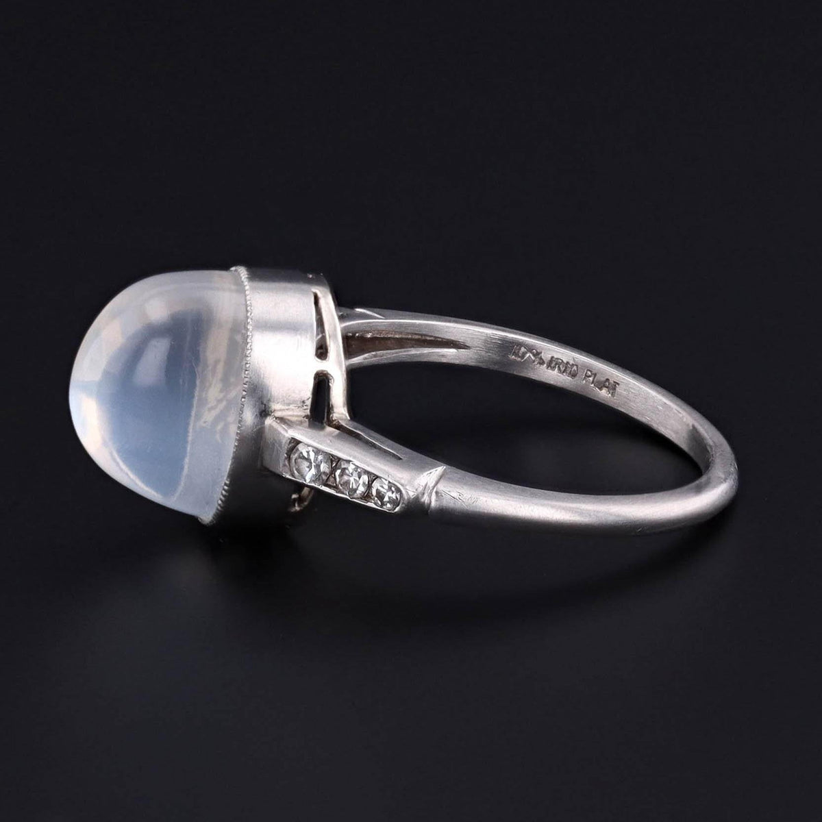 Moonstone and Diamond Ring | Vintage Platinum Moonstone &amp; Diamond Ring - Trademark Antiques