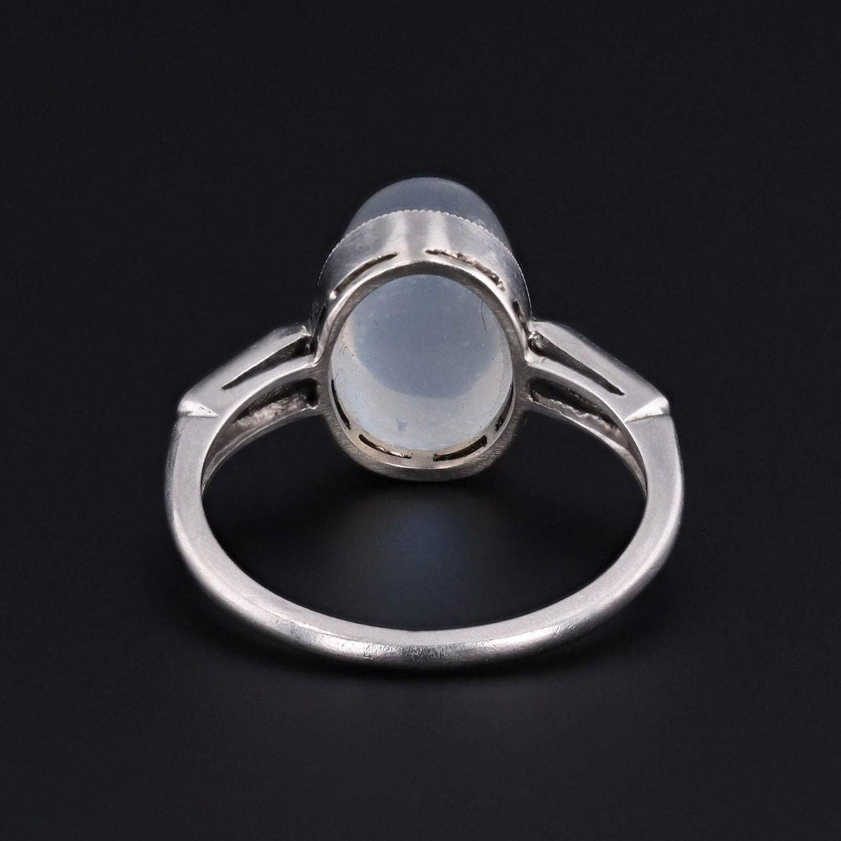 Moonstone and Diamond Ring | Vintage Platinum Moonstone &amp; Diamond Ring - Trademark Antiques