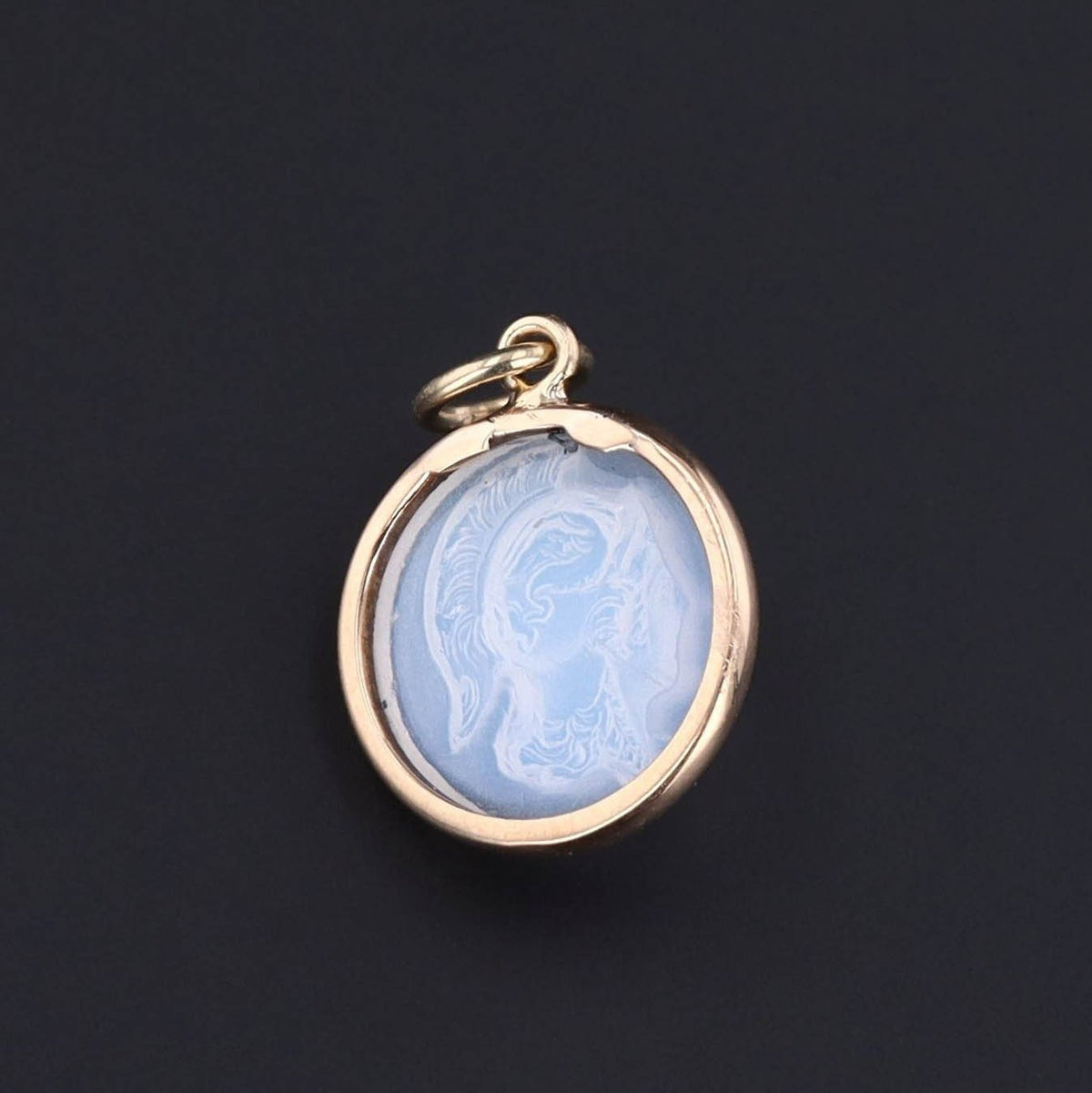 Moonstone Cameo Charm or Pendant | 14k Gold Charm - Trademark Antiques