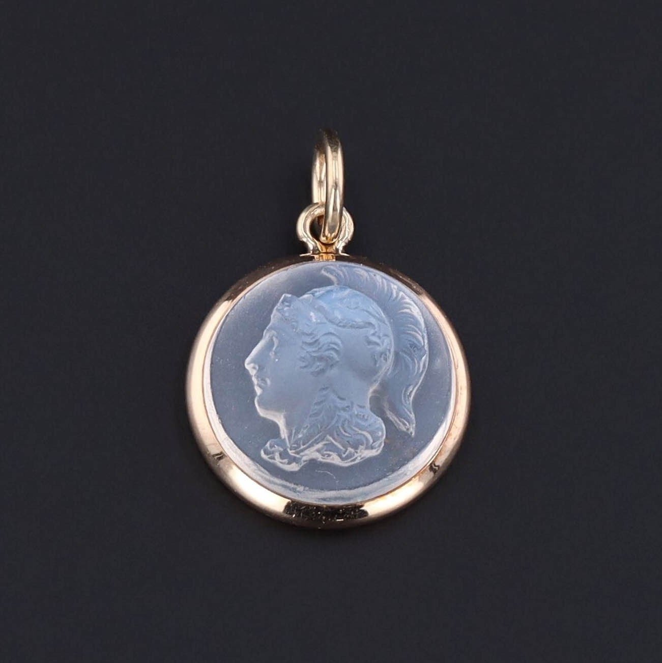 Moonstone Cameo Charm or Pendant | 14k Gold Charm - Trademark Antiques