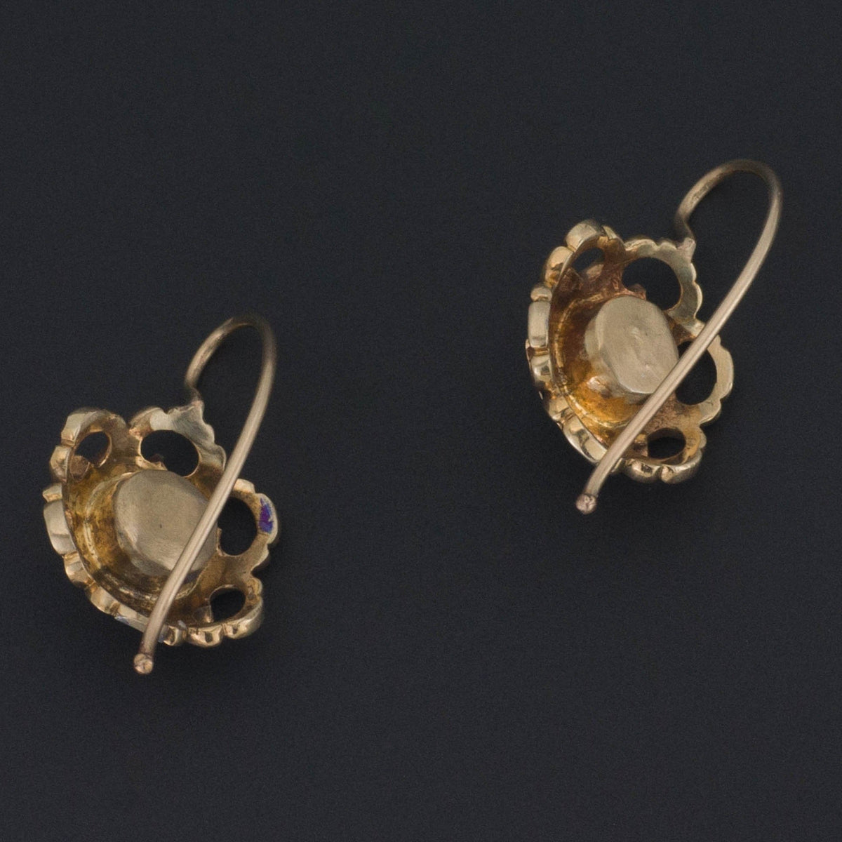 Moonstone &amp; Enamel Earrings | 14k Gold Moonstone Earrings - Trademark Antiques