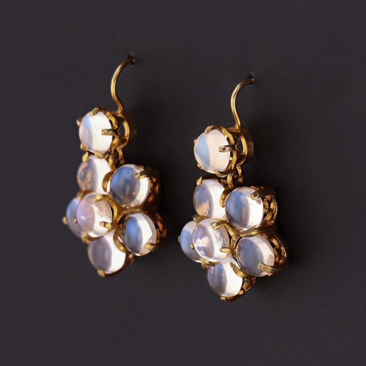 Moonstone Flower Earrings | Vintage Moonstone Earrings - Trademark Antiques
