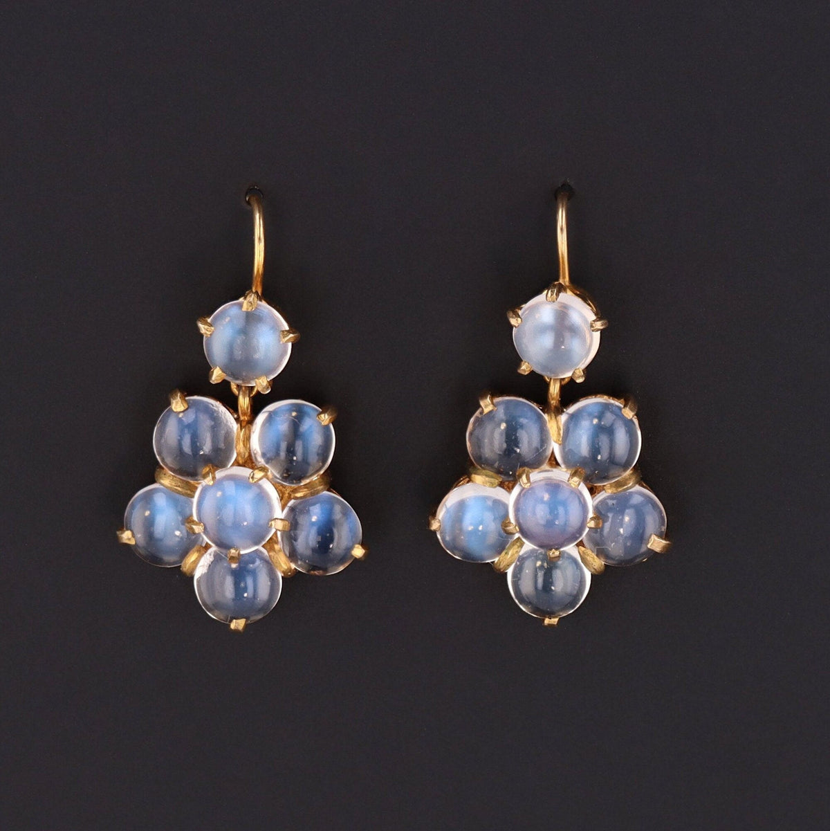 Moonstone Flower Earrings | Vintage Moonstone Earrings - Trademark Antiques