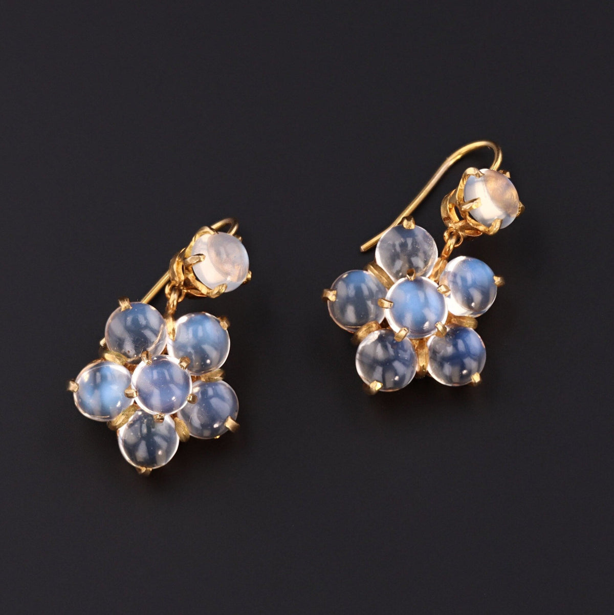 Moonstone Flower Earrings | Vintage Moonstone Earrings - Trademark Antiques