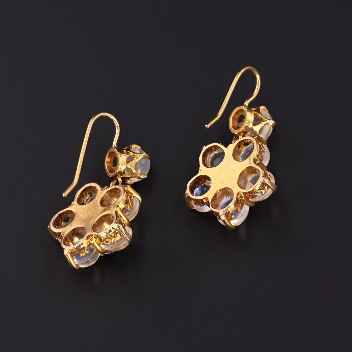 Moonstone Flower Earrings | Vintage Moonstone Earrings - Trademark Antiques