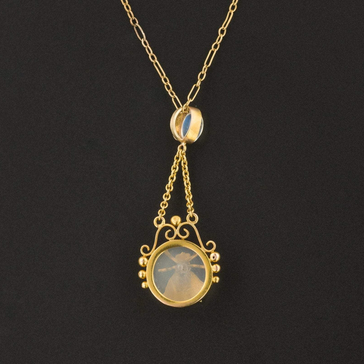 Moonstone Fly or Bee Pendant | Antique Conversion Pendant - Trademark Antiques