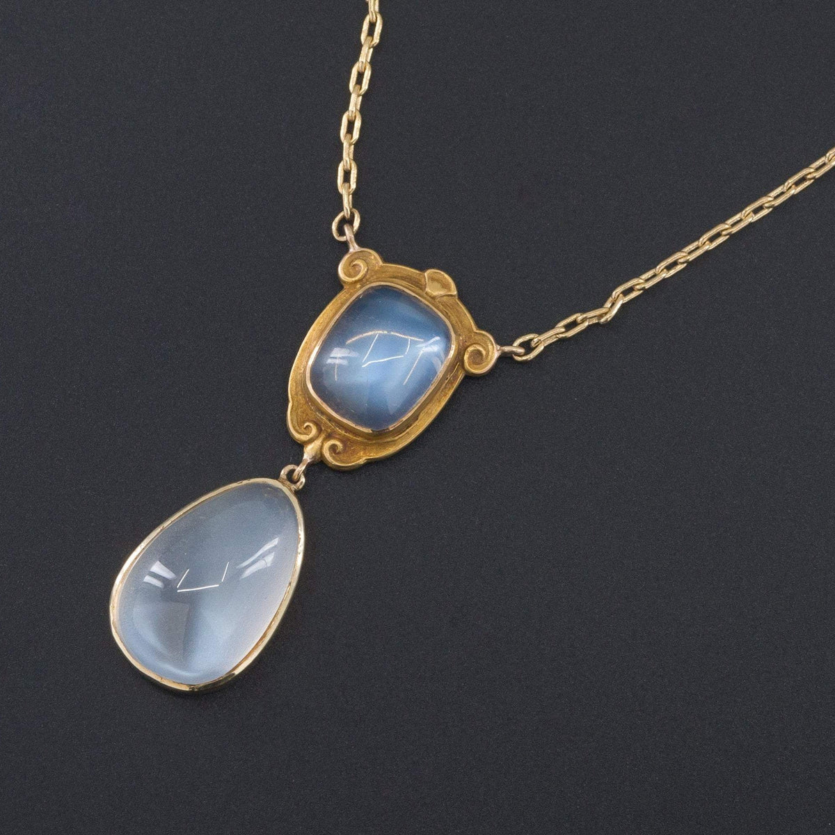 Moonstone Necklace | 14k Gold Moonstone Necklace - Trademark Antiques