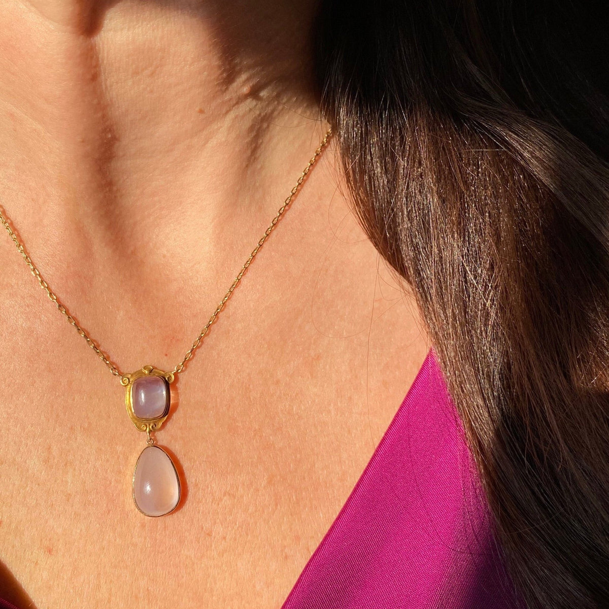 Moonstone Necklace | 14k Gold Moonstone Necklace - Trademark Antiques