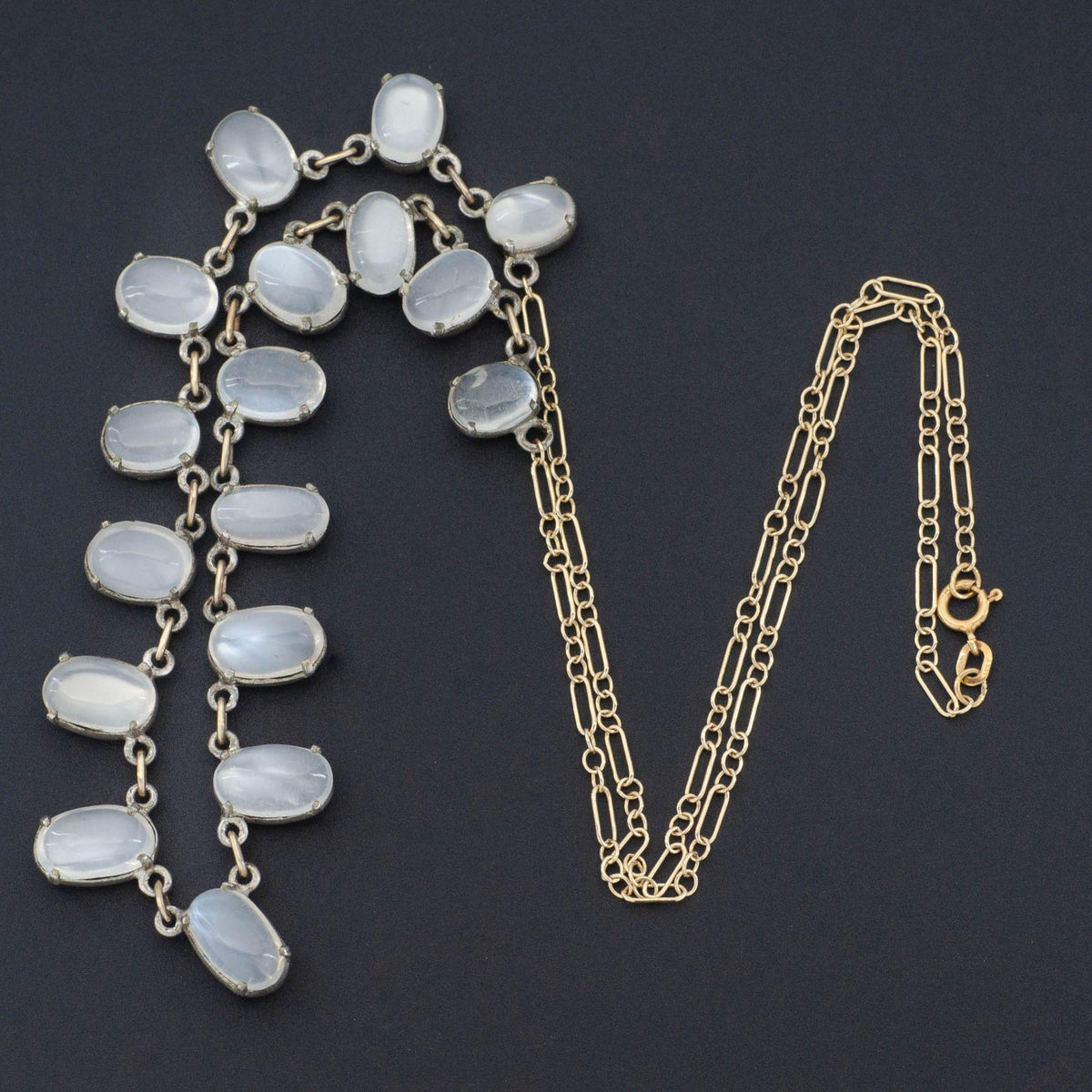 Moonstone Necklace | 14k Gold &amp; Silver Necklace - Trademark Antiques