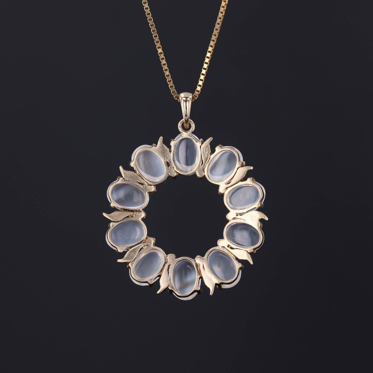 Moonstone Necklace | Circle Pendant - Trademark Antiques