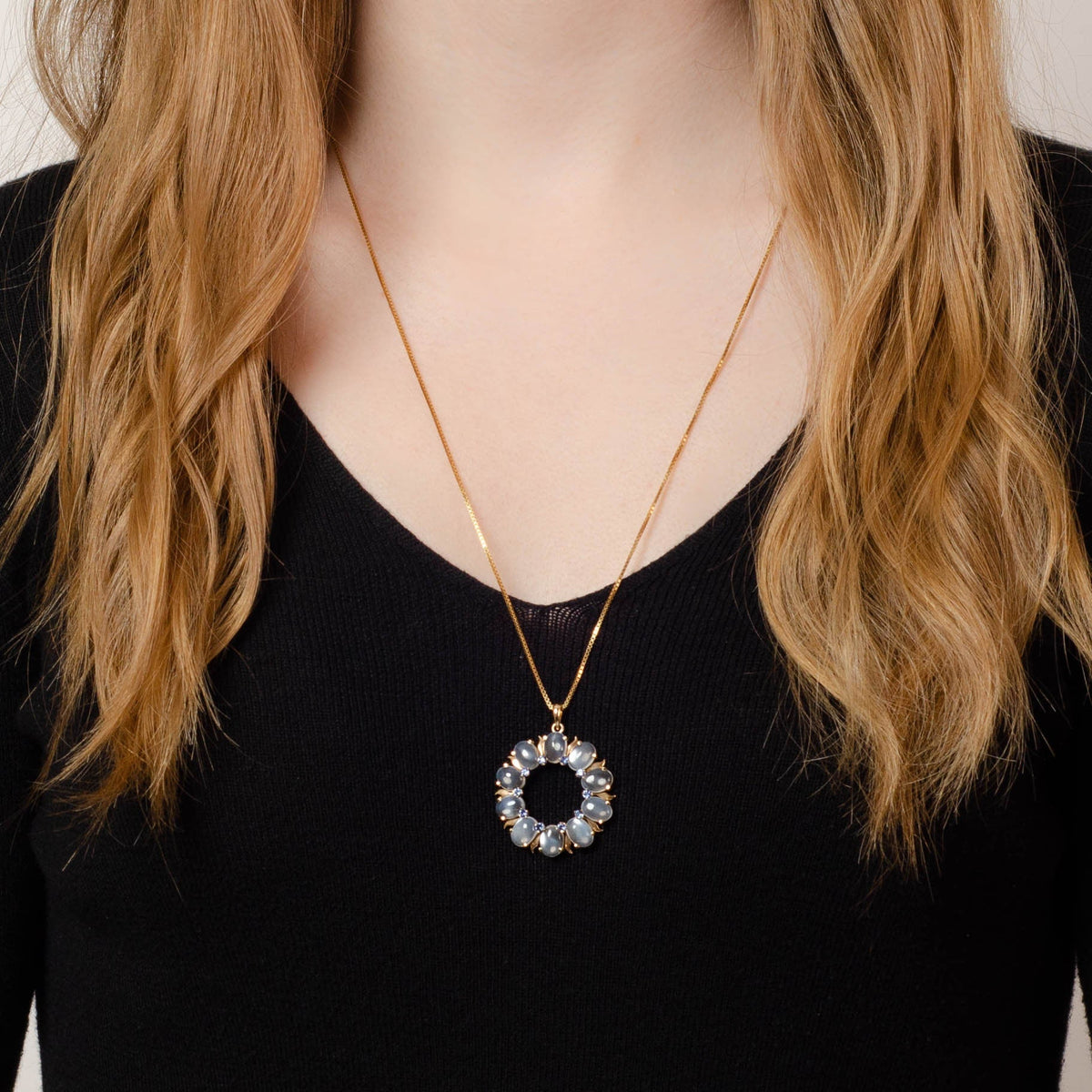 Moonstone Necklace | Circle Pendant - Trademark Antiques