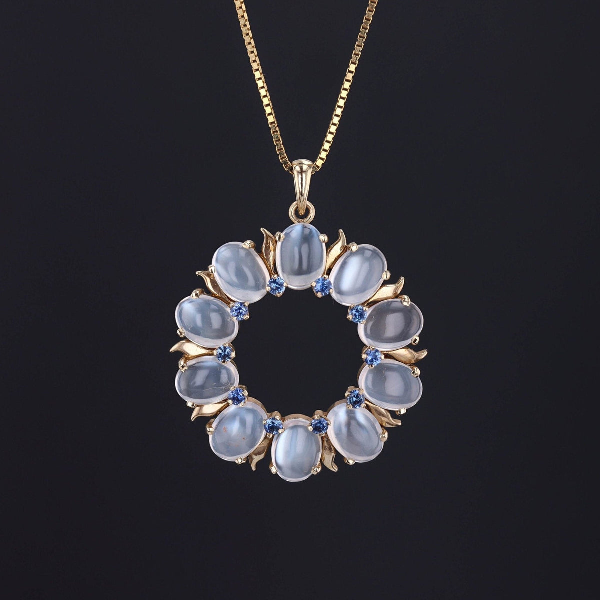 Moonstone Necklace | Circle Pendant - Trademark Antiques